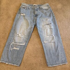 Flying Monkey Cropped Straight Leg Boyfriend Fit Denim Jeans